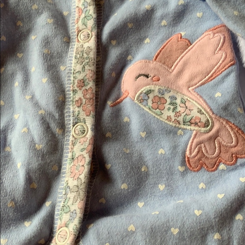 Hummingbird two way zipper onesie